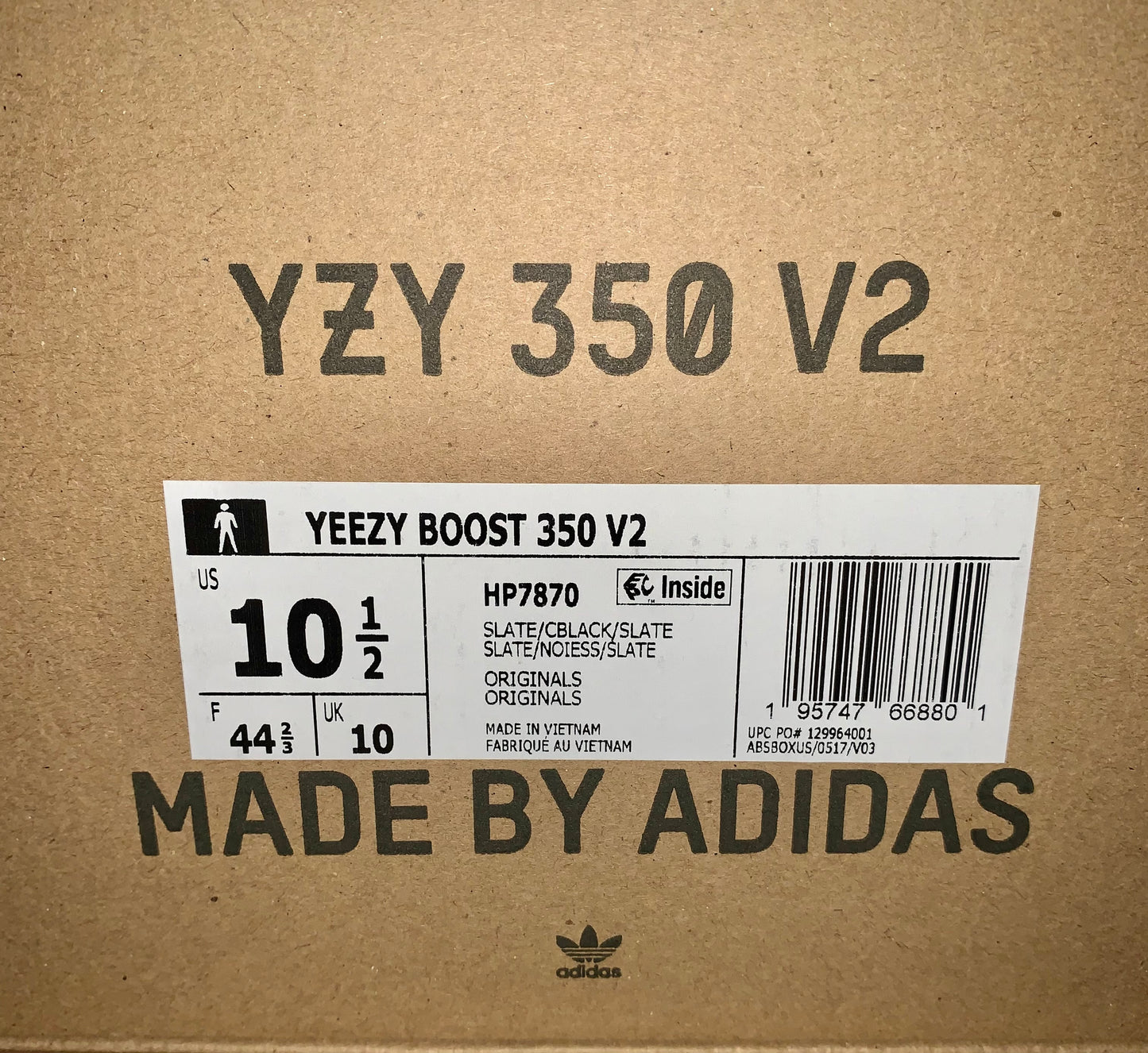 2022 Yeezy Boost 350 V2 'Slate' Size 10.5M